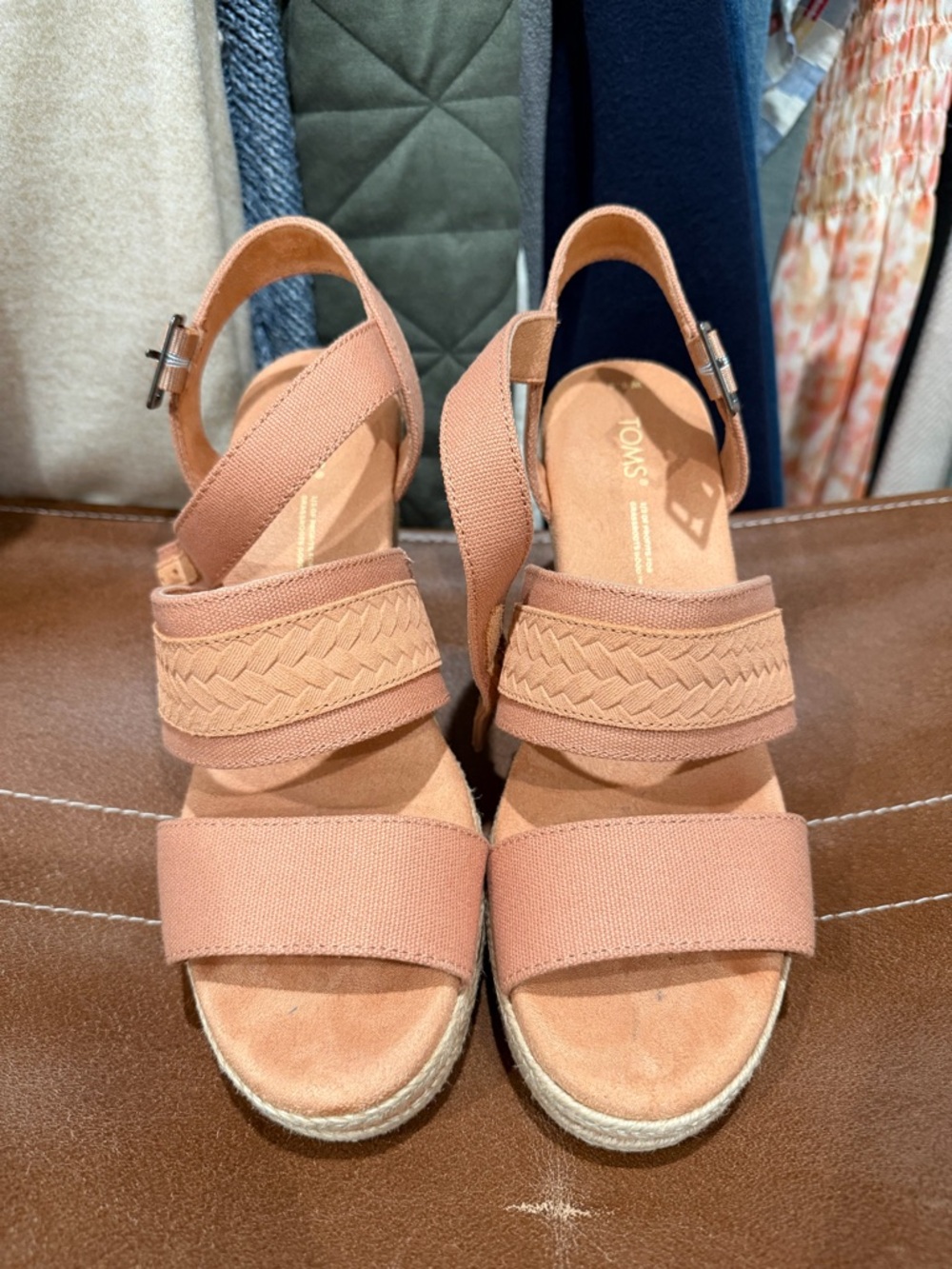 TOMS Women's Blush Pink Espadrille Wedge Sandals